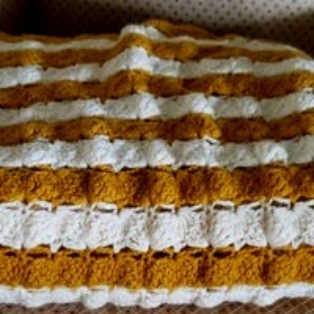 Boho gold and cream afghan 60 inches x 50 inches